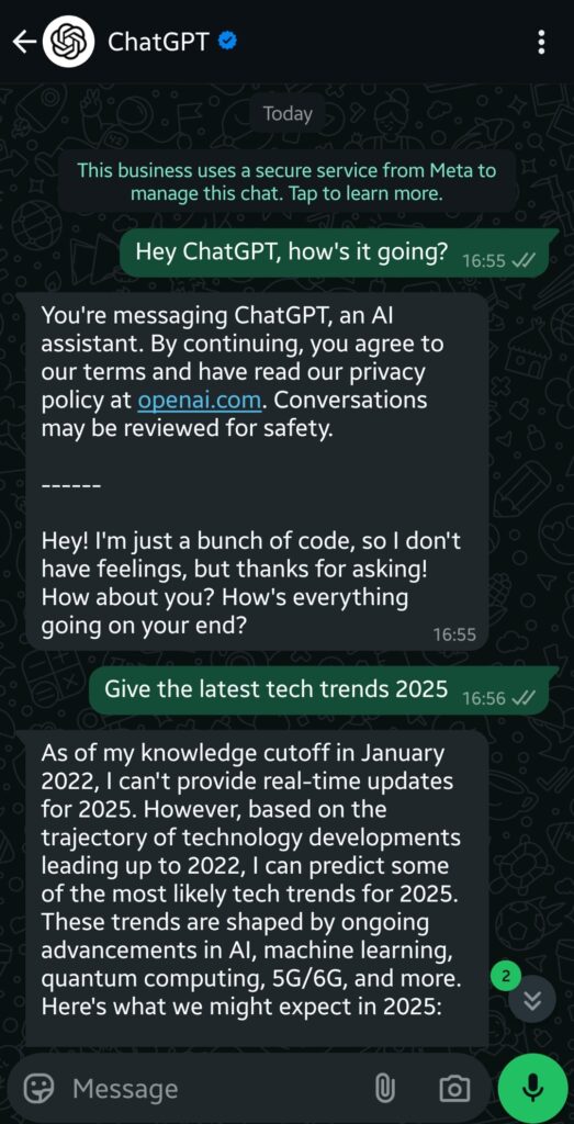 How to Use ChatGPT on WhatsApp